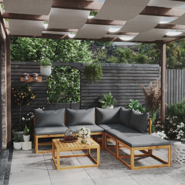 vidaXL 4-tlg. Garten-Lounge-Set mit Auflagen Massivholz Akazie