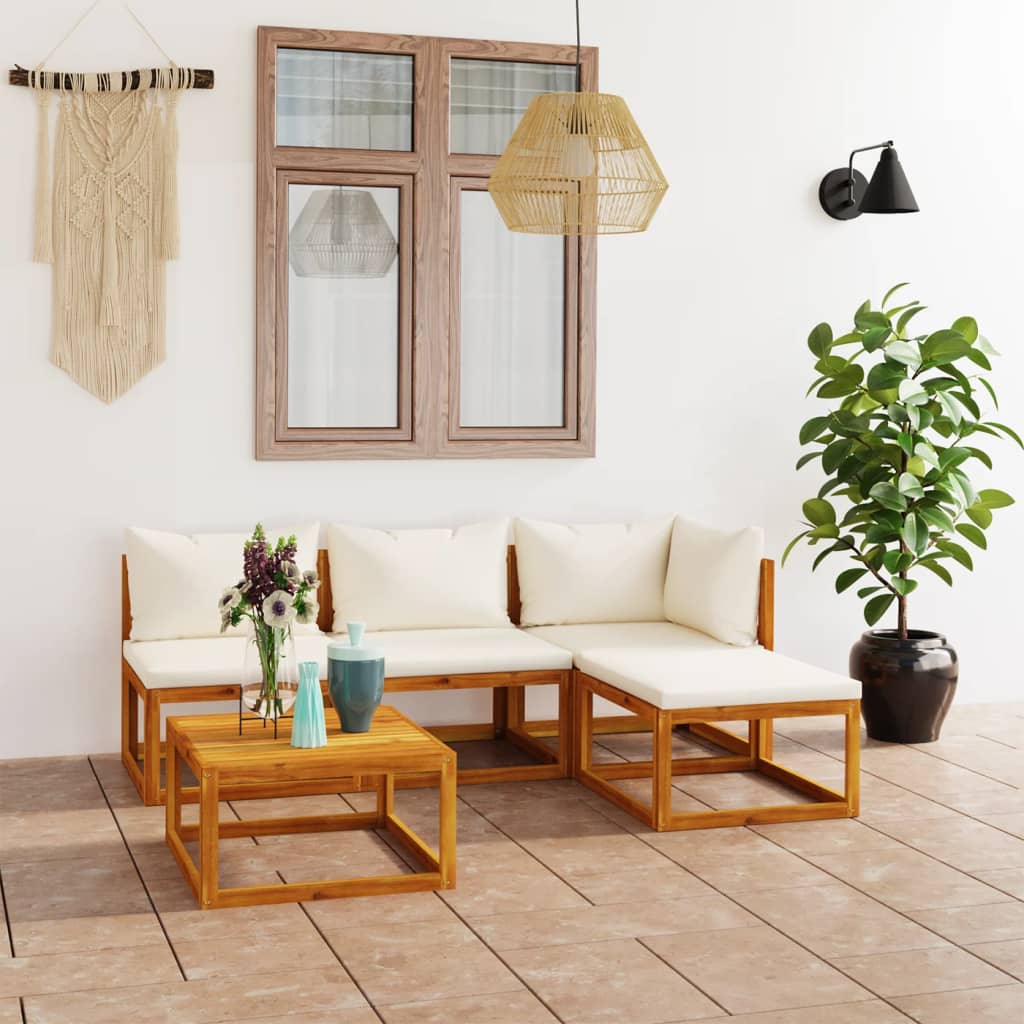 vidaXL 4-tlg. Garten-Lounge-Set mit Auflagen Massivholz Akazie