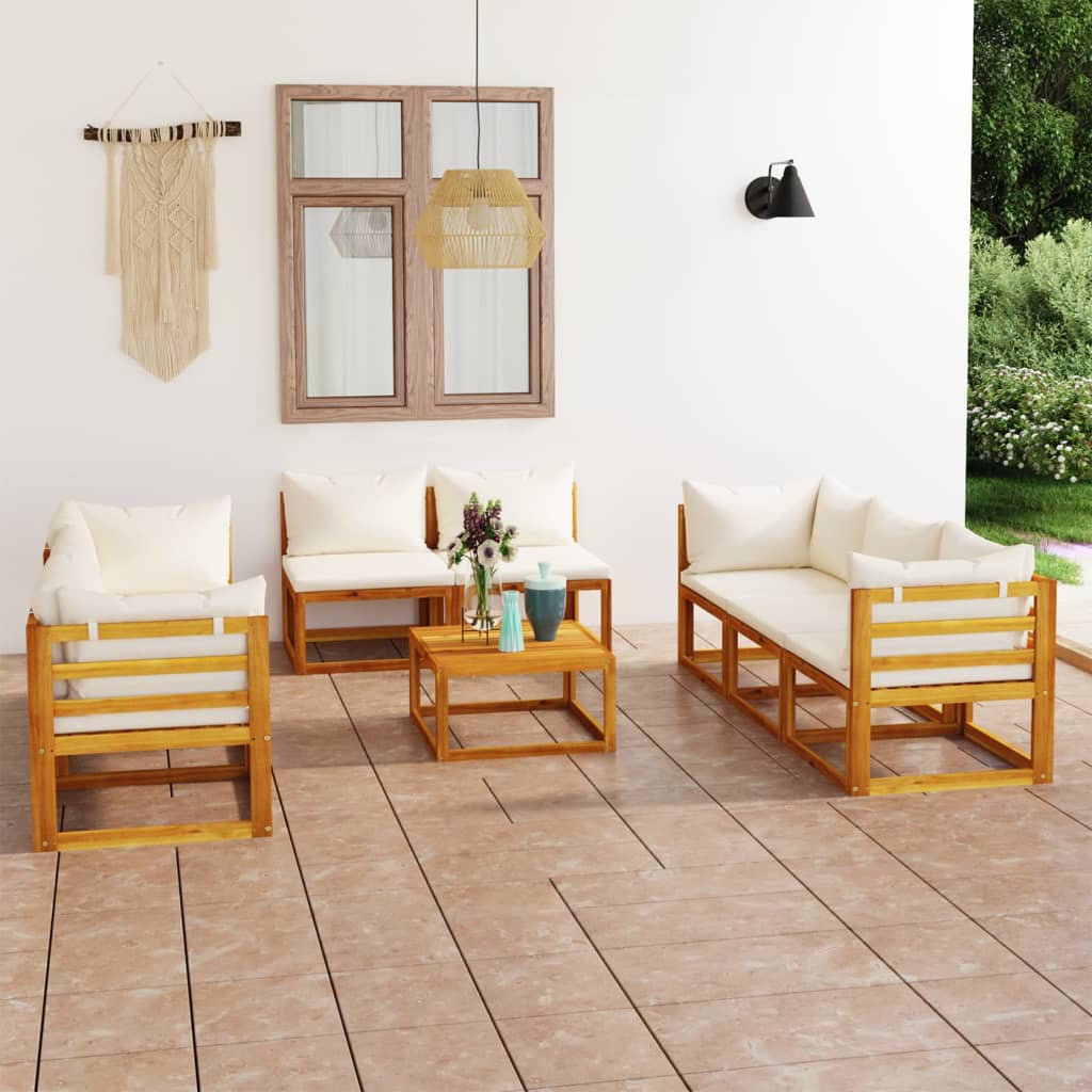 vidaXL 4-tlg. Garten-Lounge-Set mit Auflagen Massivholz Akazie