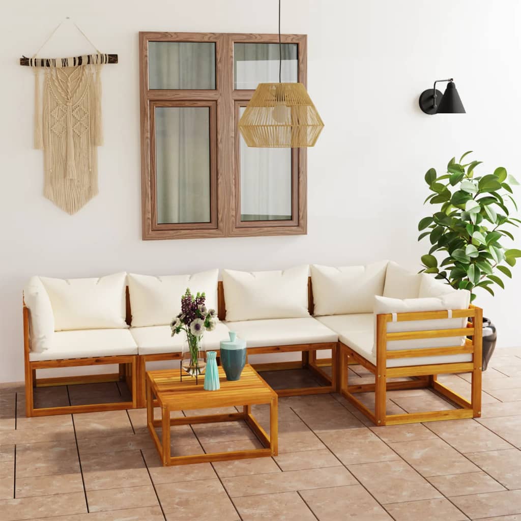 vidaXL 4-tlg. Garten-Lounge-Set mit Auflagen Massivholz Akazie