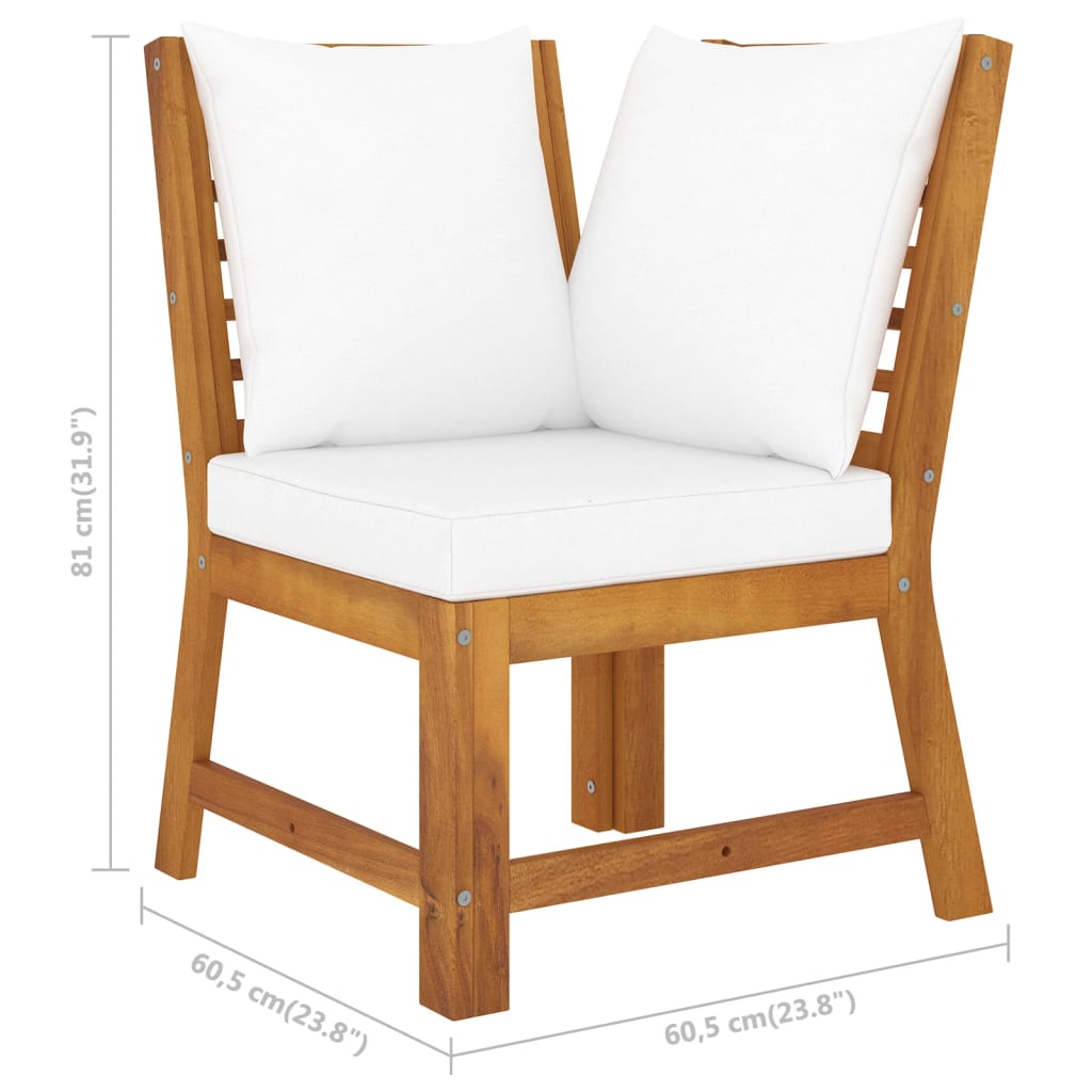 vidaXL 4-tlg. Garten-Lounge-Set mit Auflagen Creme Massivholz Akazie