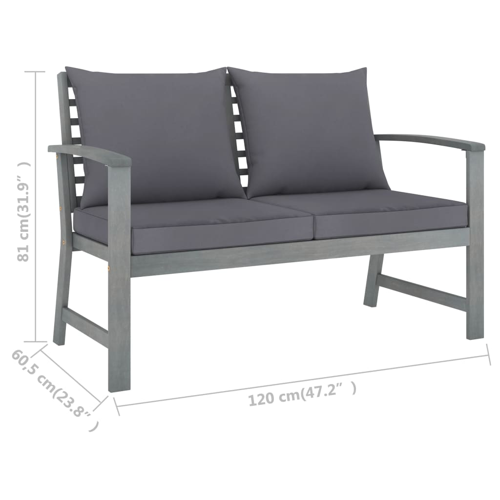 vidaXL 5-tlg. Garten-Lounge-Set mit Auflagen Massivholz Akazie Grau