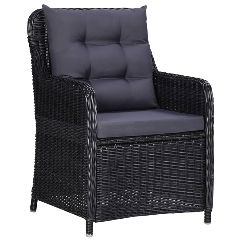 vidaXL 11-tlg. Garten-Essgruppe Poly Rattan Schwarz