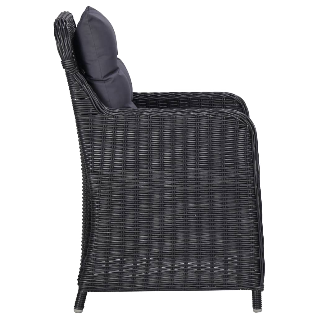 vidaXL 11-tlg. Garten-Essgruppe Poly Rattan Schwarz