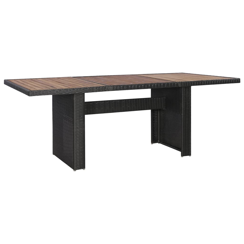 vidaXL 7-tlg. Garten-Essgruppe mit Auflagen Poly Rattan Schwarz