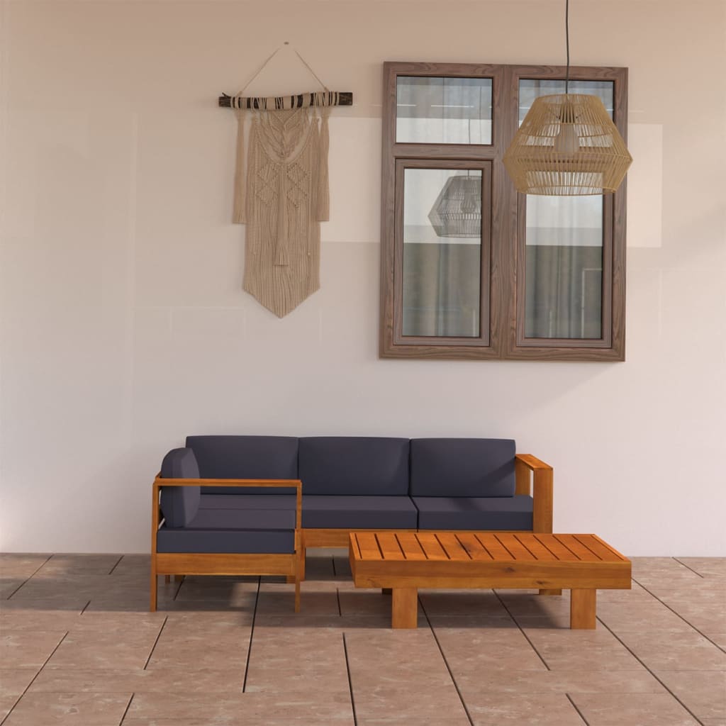 vidaXL 3-Sitzer-Gartensofa mit Cremeweißen Auflagen Massivholz Akazie