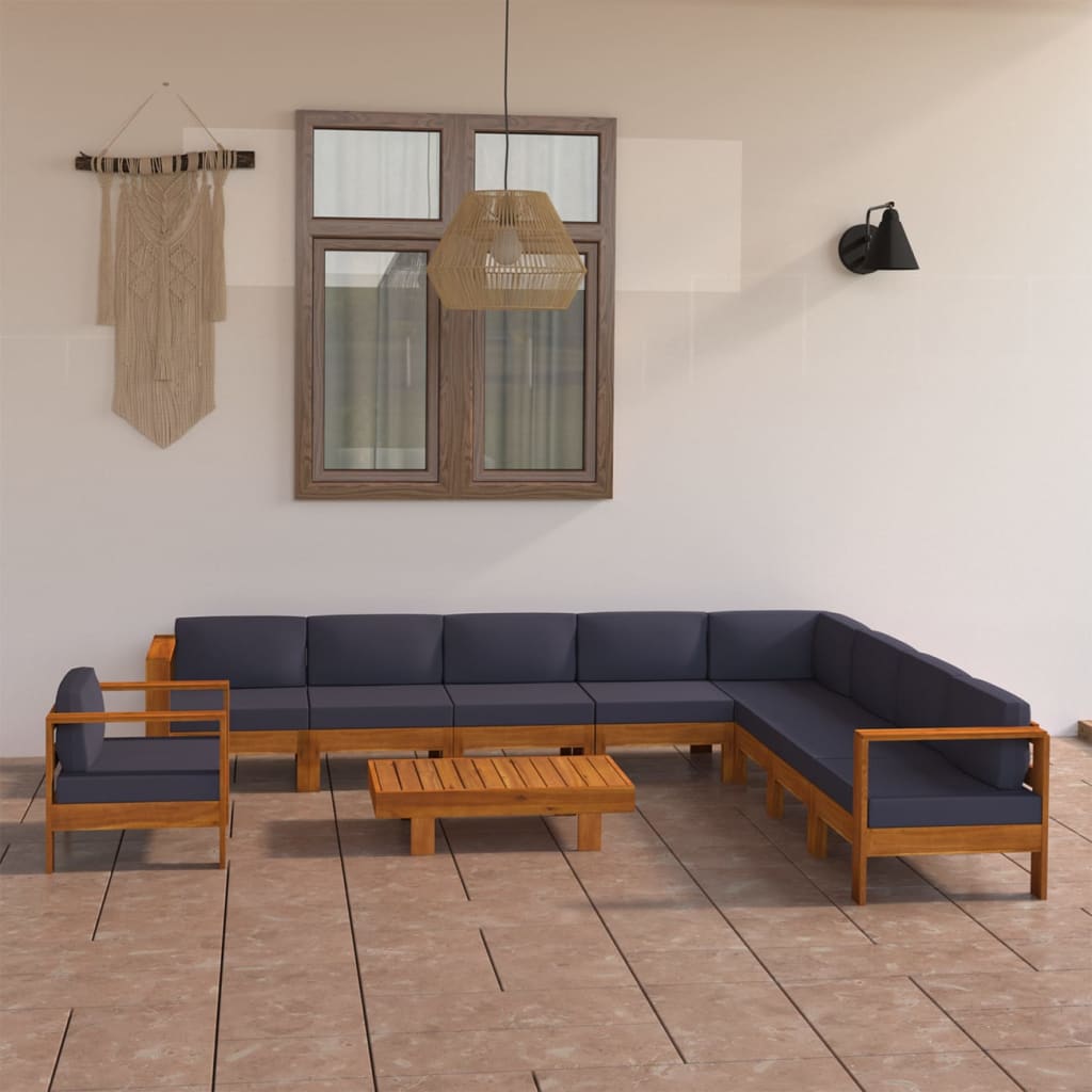 vidaXL 3-Sitzer-Gartensofa mit Cremeweißen Auflagen Massivholz Akazie