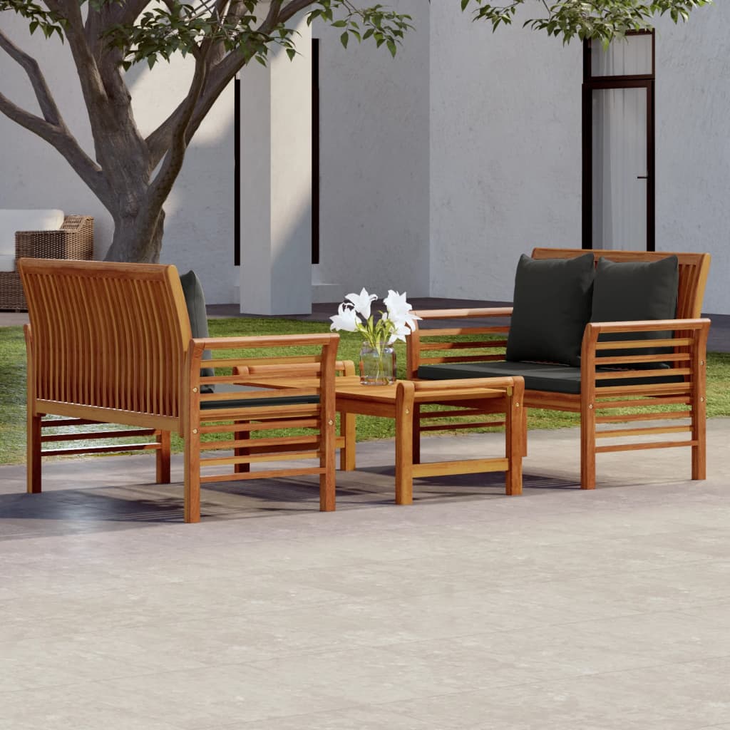 vidaXL 4-tlg. Garten-Lounge-Set mit Kissen Massivholz Akazie