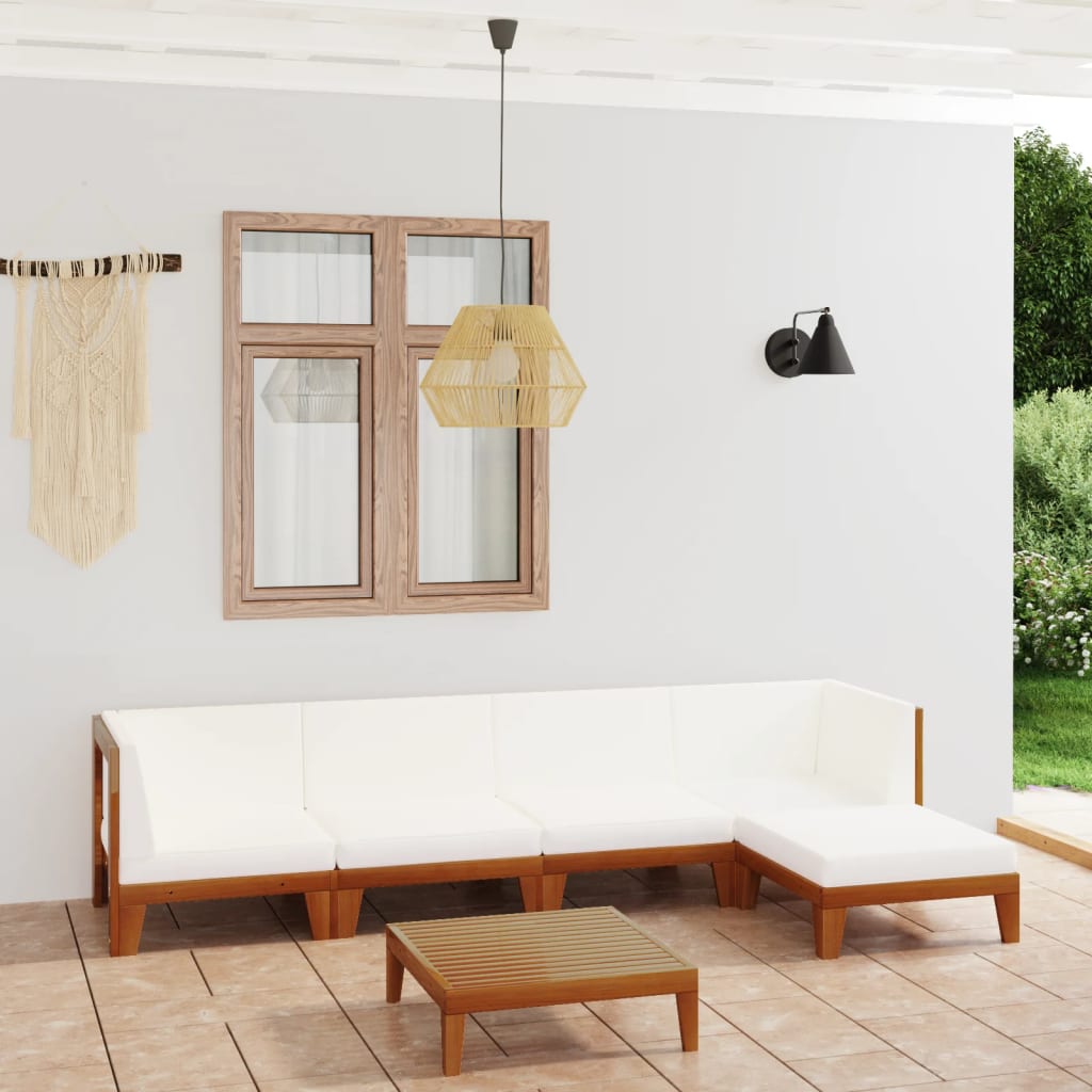vidaXL 7-tlg. Garten-Lounge-Set mit Kissen Massivholz Akazie