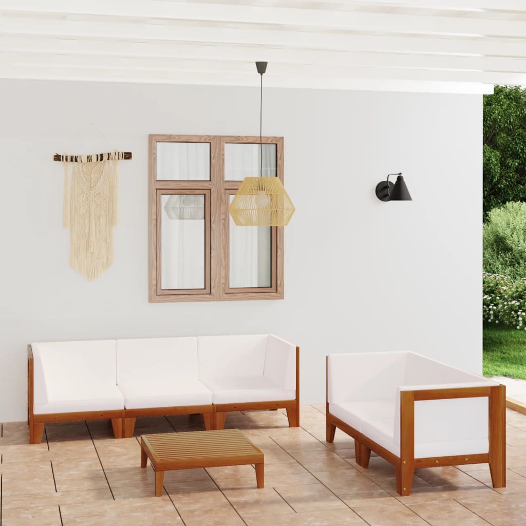vidaXL 7-tlg. Garten-Lounge-Set mit Kissen Massivholz Akazie