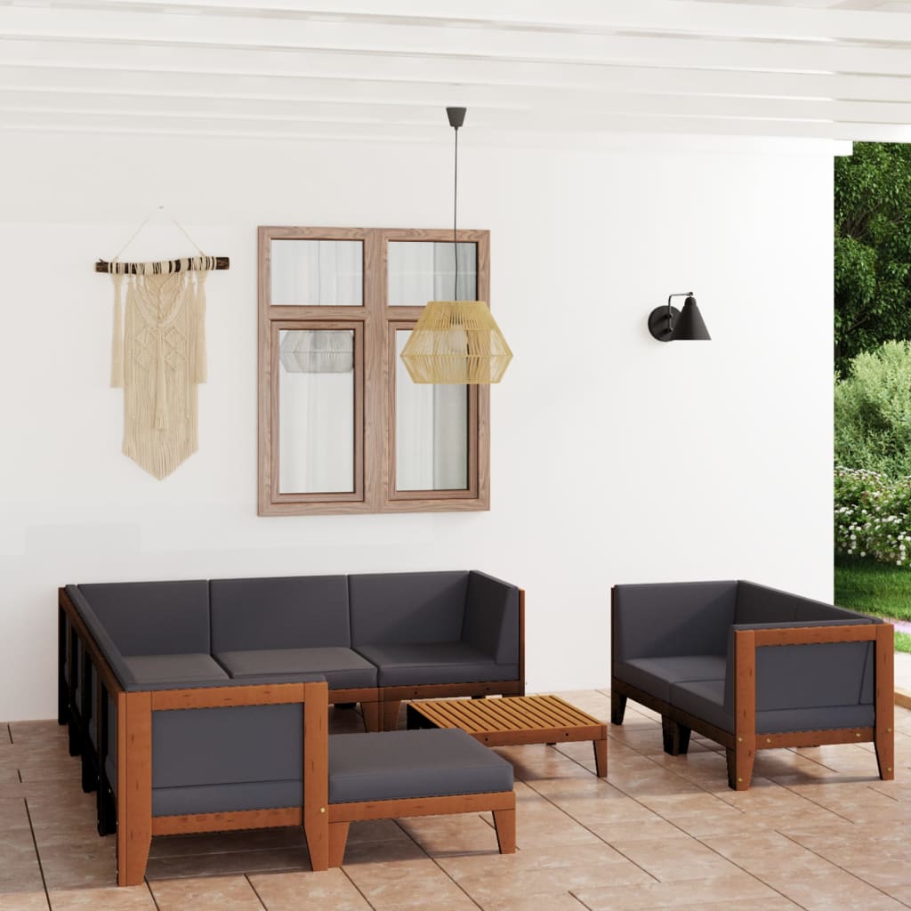 vidaXL 7-tlg. Garten-Lounge-Set mit Kissen Massivholz Akazie