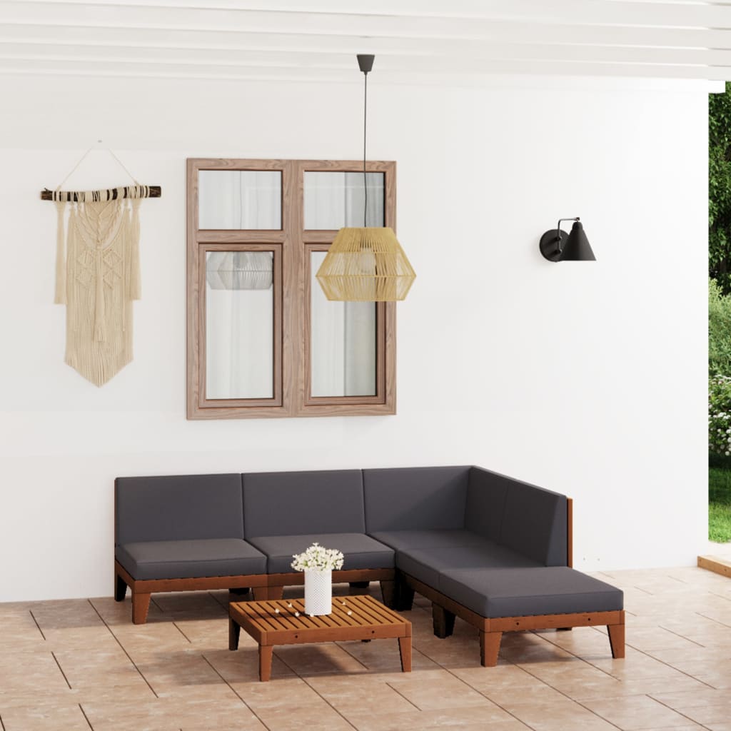 vidaXL 7-tlg. Garten-Lounge-Set mit Kissen Massivholz Akazie