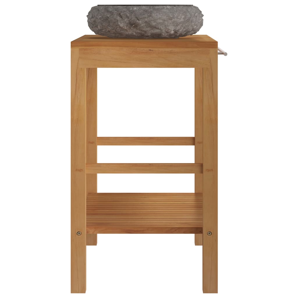 vidaXL Waschtisch Massivholz Teak mit Waschbecken Marmor Schwarz