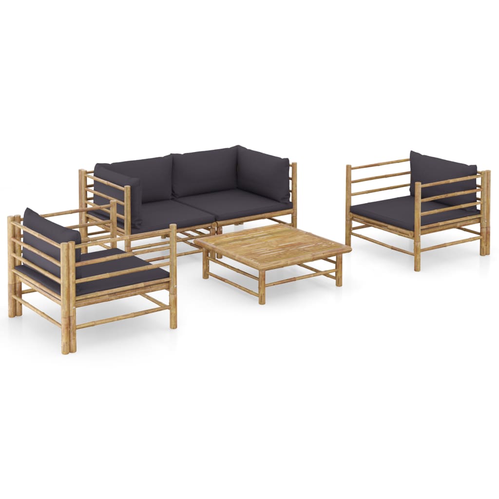 vidaXL 6-tlg. Garten-Lounge-Set mit Cremeweißen Kissen Bambus