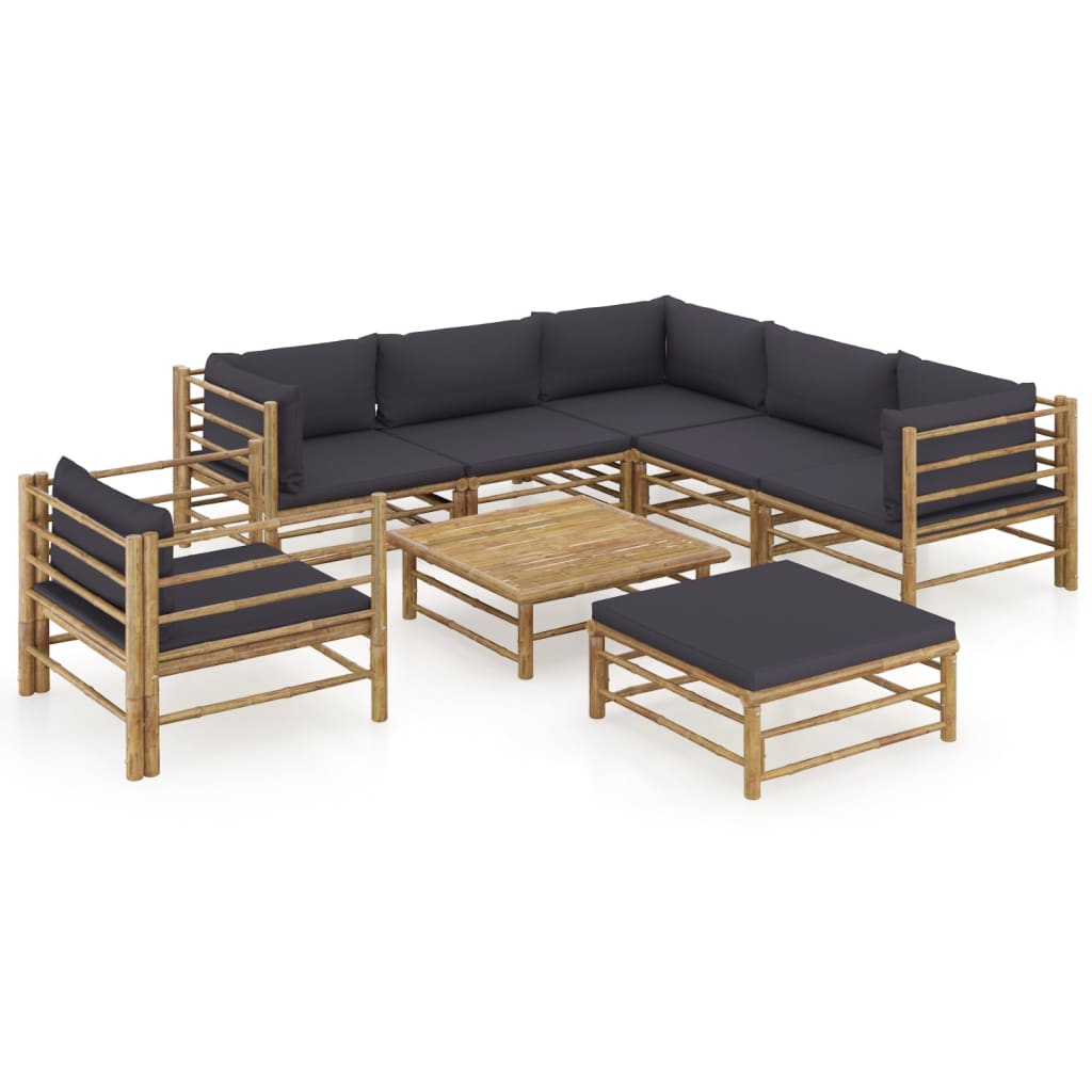 vidaXL 6-tlg. Garten-Lounge-Set mit Cremeweißen Kissen Bambus