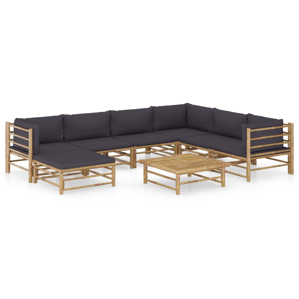 vidaXL 6-tlg. Garten-Lounge-Set mit Cremeweißen Kissen Bambus