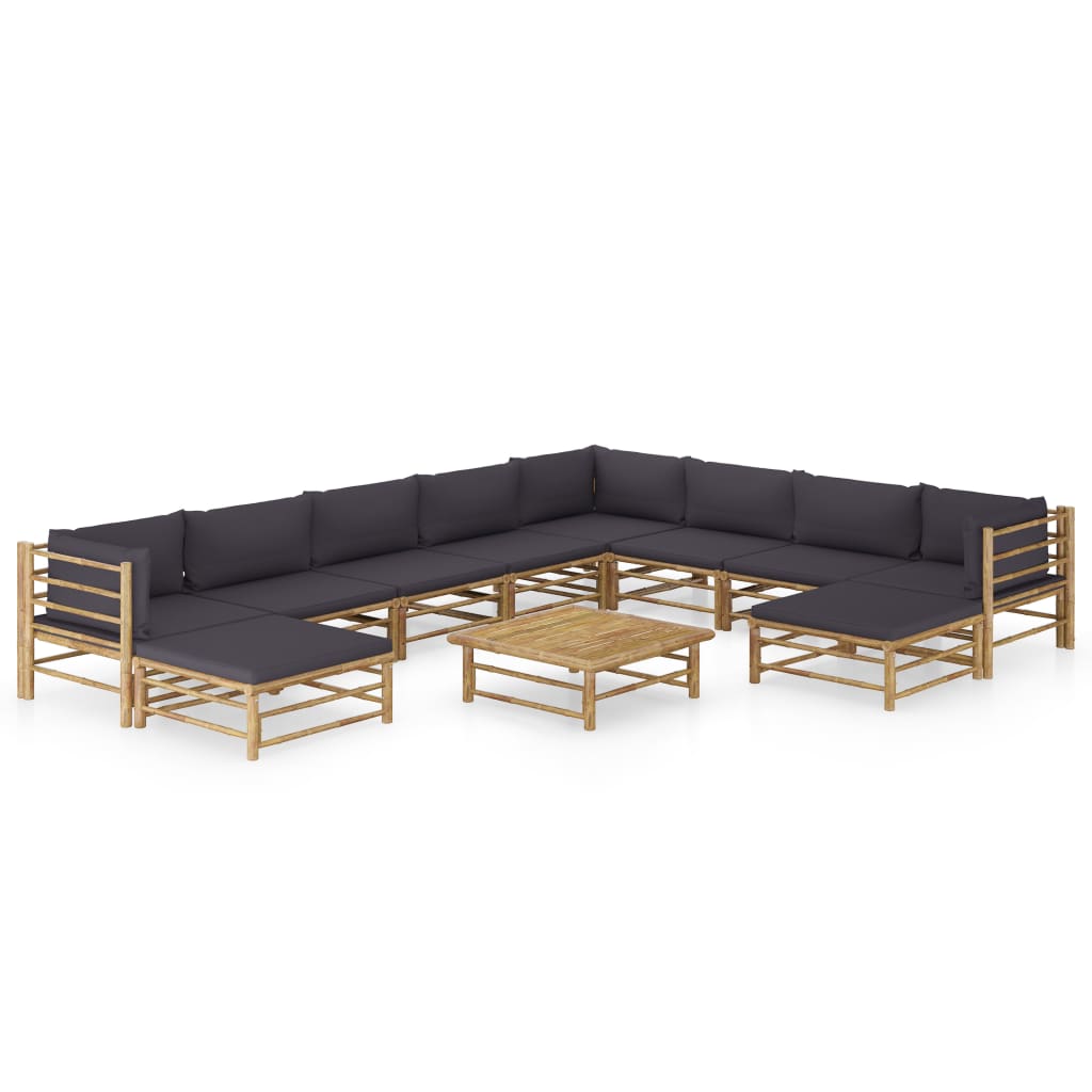 vidaXL 6-tlg. Garten-Lounge-Set mit Cremeweißen Kissen Bambus