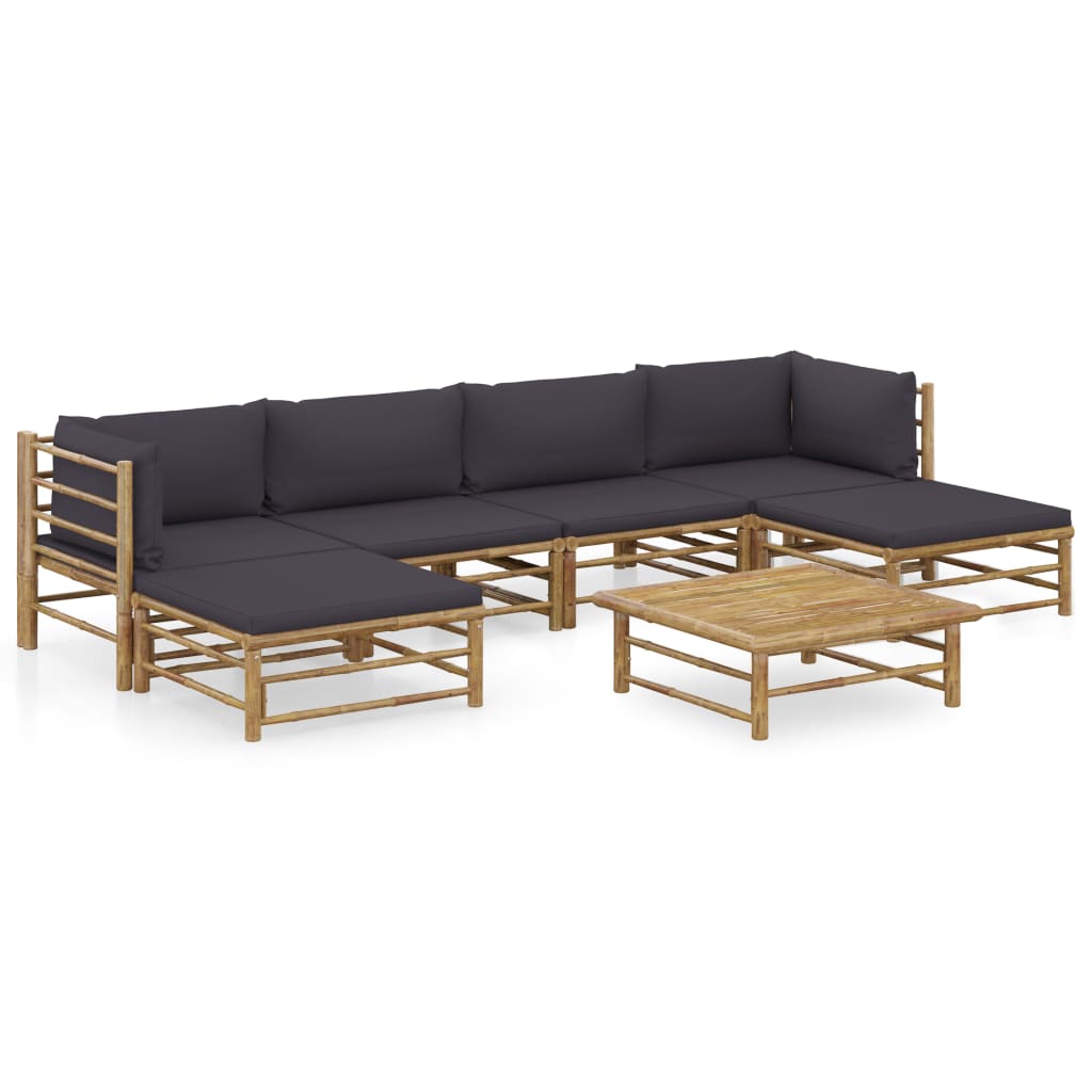 vidaXL 6-tlg. Garten-Lounge-Set mit Cremeweißen Kissen Bambus