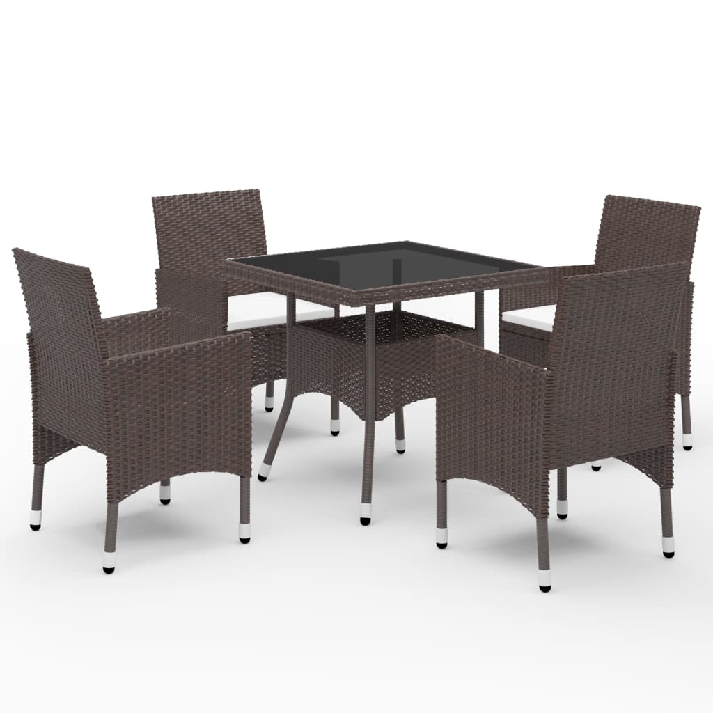 vidaXL 3-tlg. Garten-Essgruppe Schwarz Poly Rattan und Glas