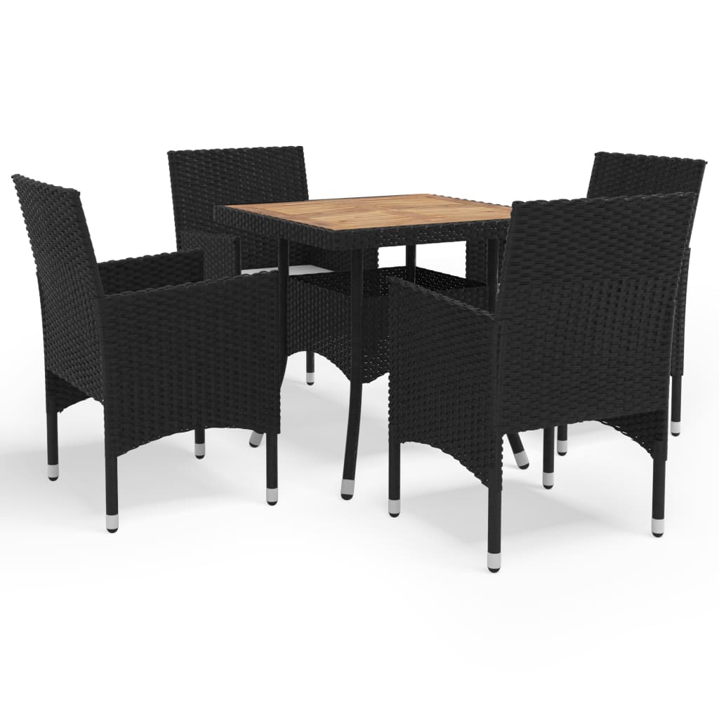 vidaXL 3-tlg. Garten-Essgruppe Schwarz Poly Rattan und Glas