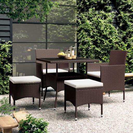 vidaXL 5-tlg. Garten-Essgruppe Poly Rattan Beige