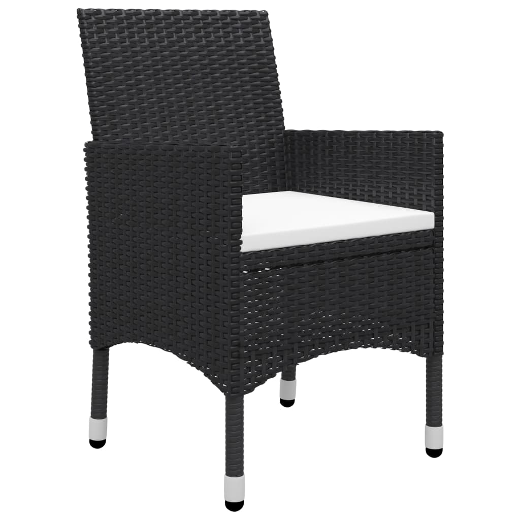 vidaXL 3-tlg. Bistro-Set Poly Rattan und Hartglas Schwarz