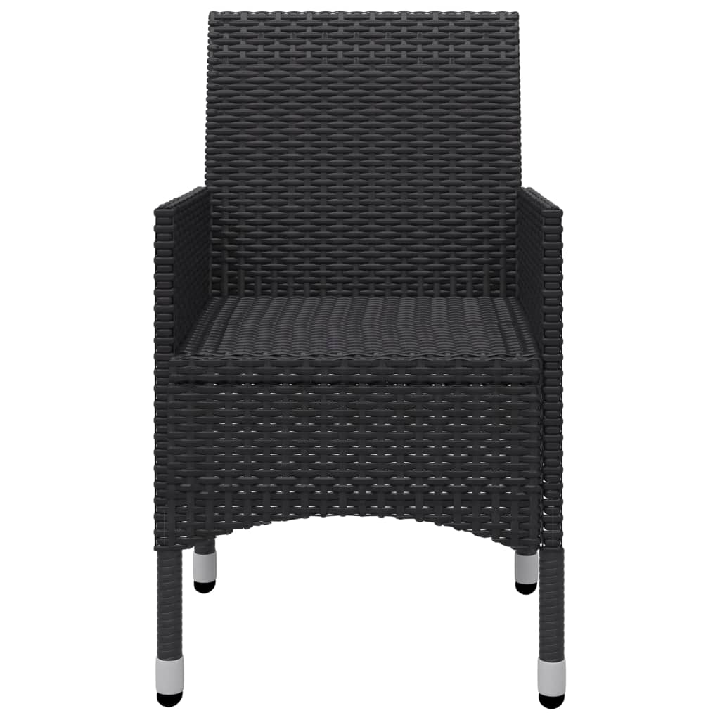 vidaXL 3-tlg. Bistro-Set Poly Rattan und Hartglas Schwarz