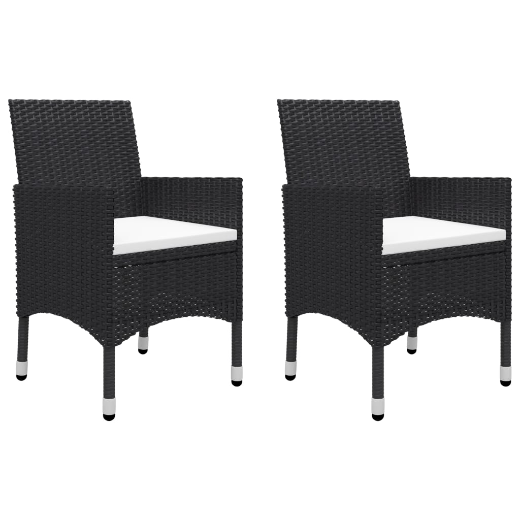 vidaXL 3-tlg. Bistro-Set Poly Rattan und Akazienholz Schwarz