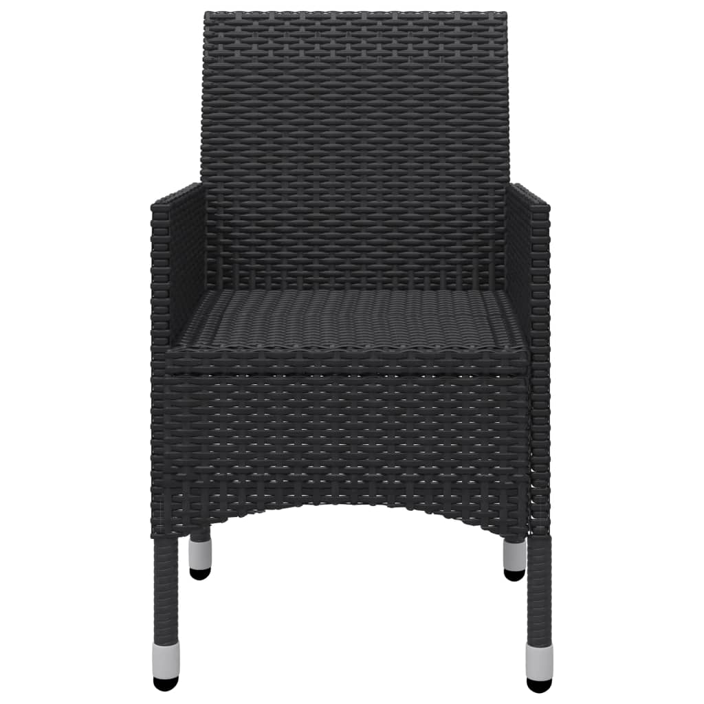 vidaXL 3-tlg. Bistro-Set Poly Rattan und Akazienholz Schwarz