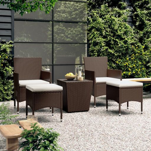 vidaXL 3-tlg. Bistro-Set Poly Rattan und Hartglas Schwarz