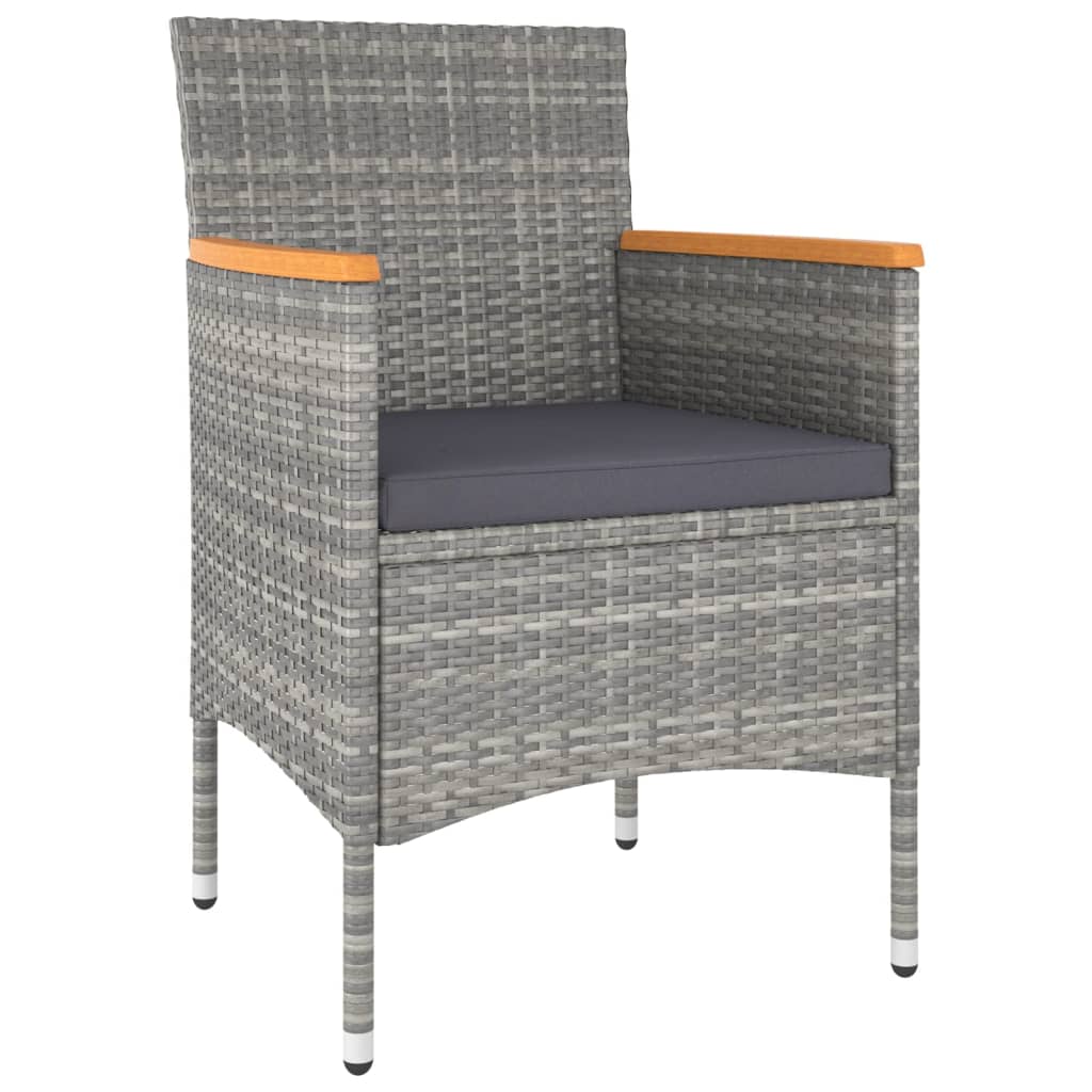 vidaXL 3-tlg. Garten-Essgruppe Poly Rattan und Hartglas Grau