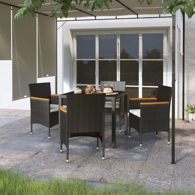 vidaXL 3-tlg. Garten-Essgruppe Poly Rattan und Hartglas Grau