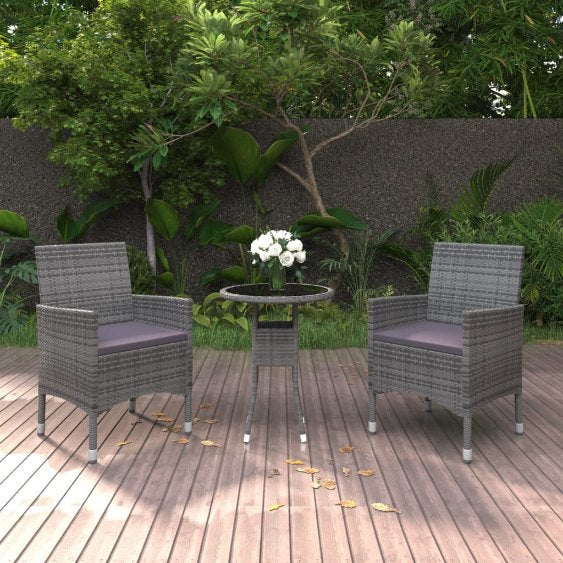 vidaXL 3-tlg. Garten-Essgruppe Poly Rattan Schwarz