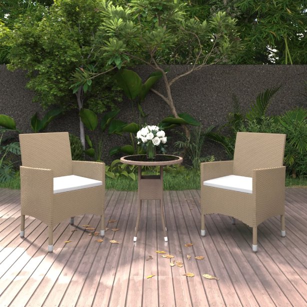 vidaXL 3-tlg. Garten-Essgruppe Poly Rattan Schwarz