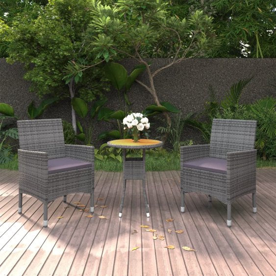 vidaXL 3-tlg. Garten-Essgruppe Poly Rattan Schwarz