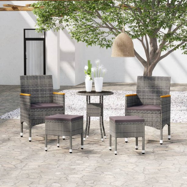 vidaXL 5-tlg. Garten-Lounge-Set Poly Rattan Schwarz