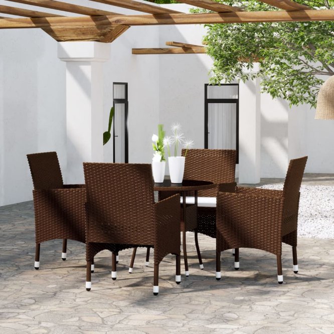vidaXL 5-tlg. Garten-Essgruppe Poly Rattan Schwarz
