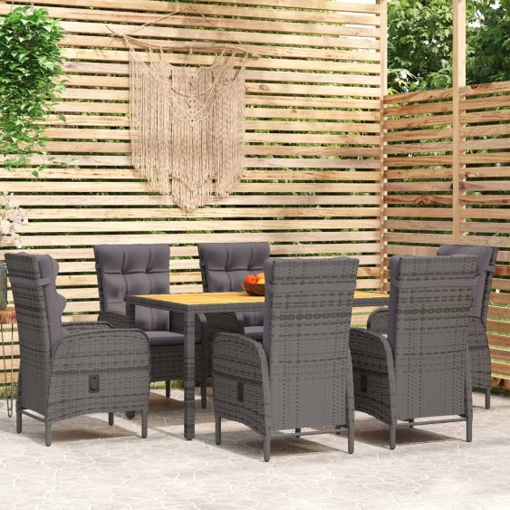 vidaXL 3-tlg. Garten-Essgruppe Poly Rattan Grau