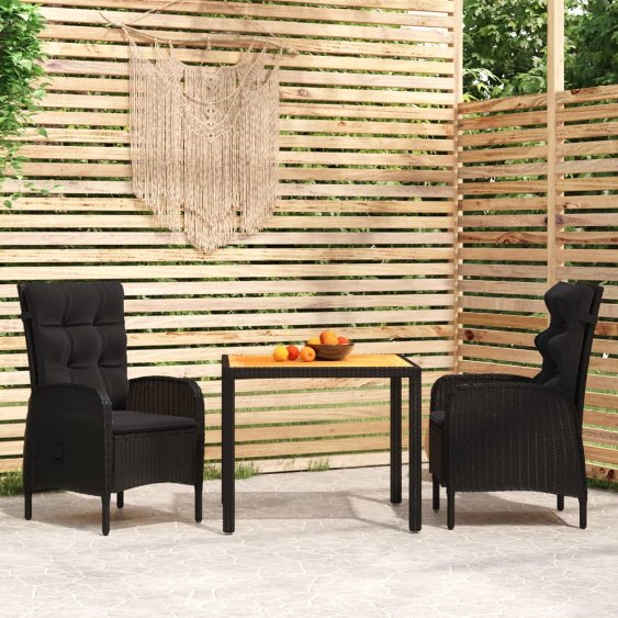 vidaXL 3-tlg. Garten-Essgruppe Poly Rattan Grau