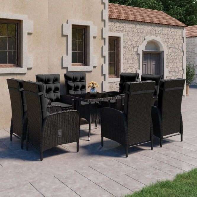 vidaXL 3-tlg. Garten-Essgruppe Poly Rattan und Glas Grau