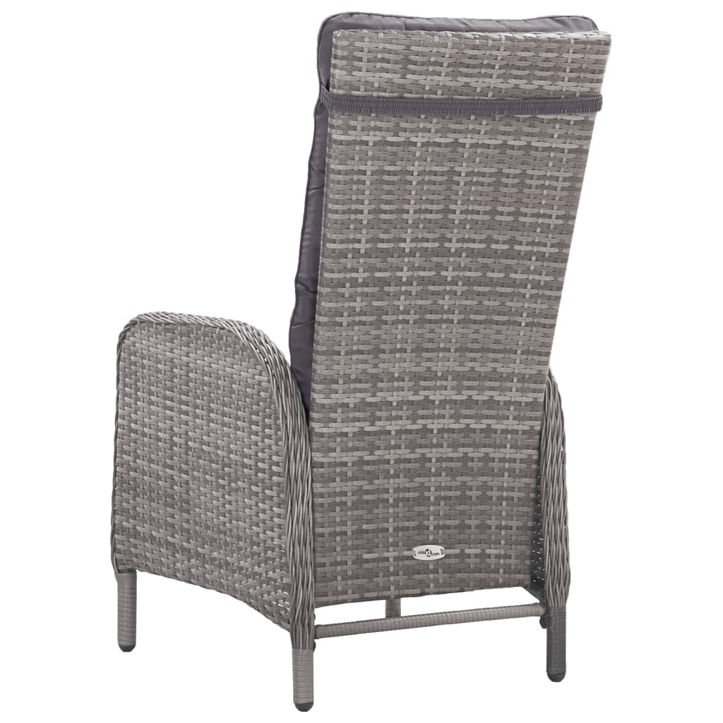 vidaXL 3-tlg. Bistro-Set Poly Rattan und Glas Grau