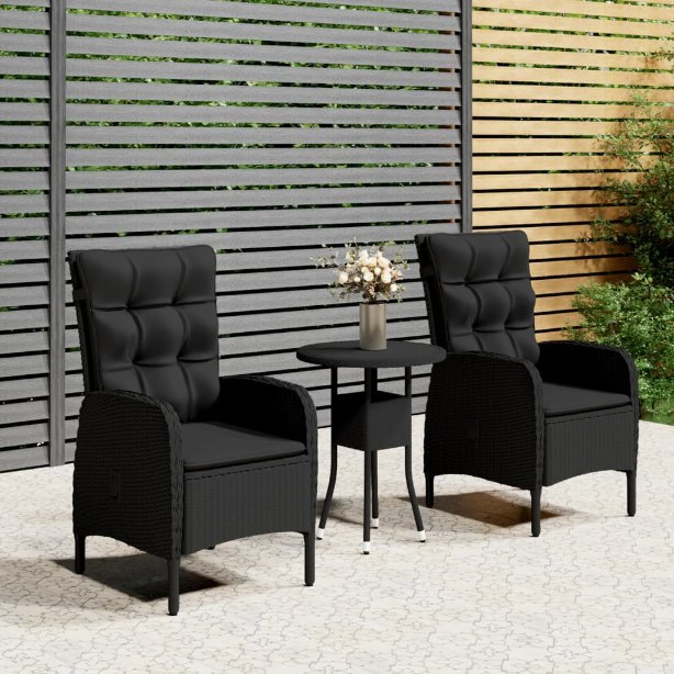 vidaXL 3-tlg. Garten-Bistro-Set Poly Rattan Grau