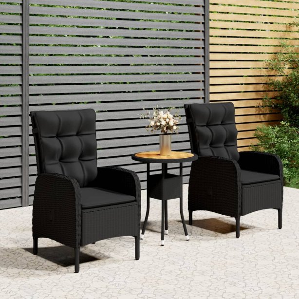vidaXL 3-tlg. Garten-Bistro-Set Poly Rattan Grau