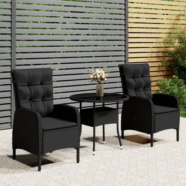 vidaXL 3-tlg. Garten-Bistro-Set Poly Rattan Grau
