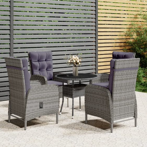 vidaXL 3-tlg. Garten-Bistro-Set Poly Rattan Grau