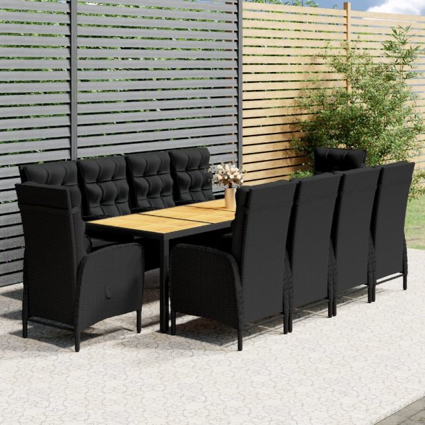 vidaXL 11-tlg. Garten-Essgruppe Poly Rattan Grau