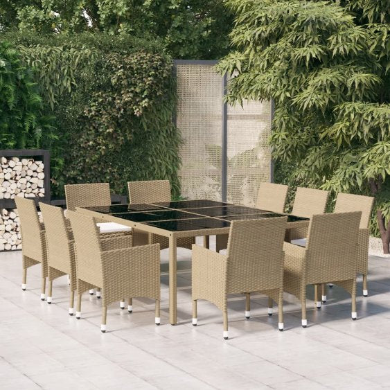 vidaXL 11-tlg. Garten-Essgruppe Poly Rattan Grau