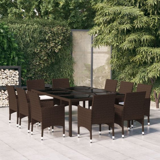 vidaXL 11-tlg. Garten-Essgruppe Poly Rattan Grau