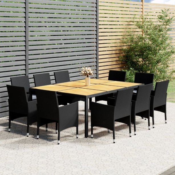 vidaXL 11-tlg. Garten-Essgruppe Poly Rattan Grau