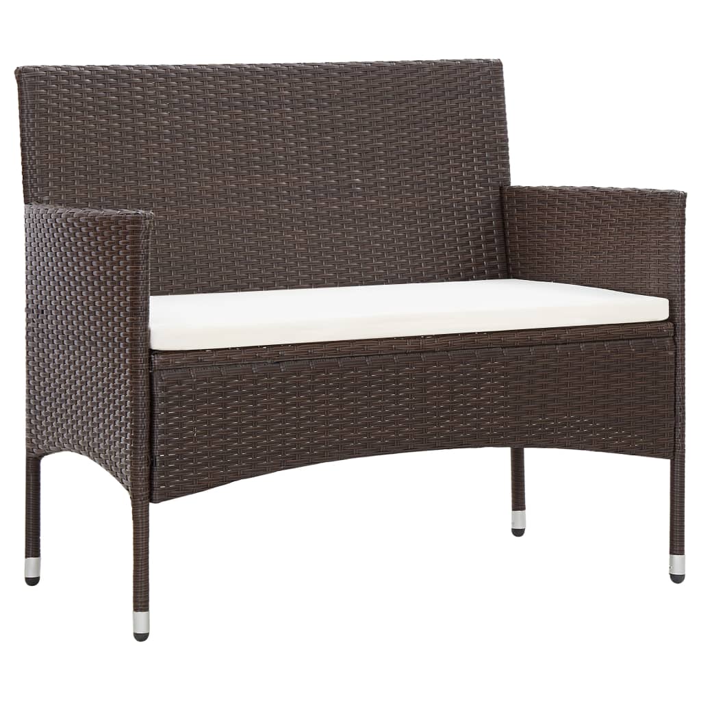 vidaXL 2-tlg. Garten-Lounge-Set mit Auflage Poly Rattan Braun